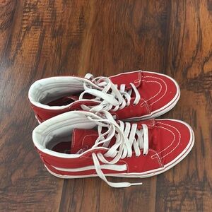 Red High-Top Sneakers with White Laces